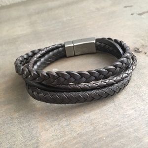 Fossil - brown leather braided bracelet